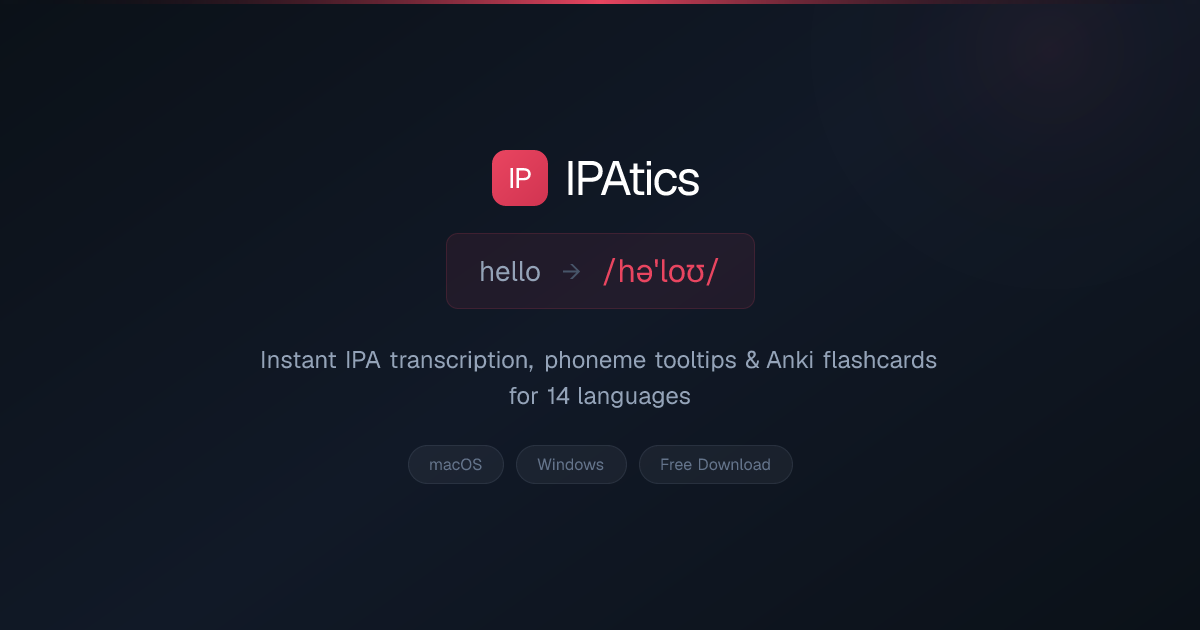 IPAtics — IPA Transcription Tool for 14 Languages | One Hotkey, Any App